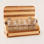 Alberto Glass Storage Jar Set with Acacia Lid 3 Pcs 29.5*11.5*15cm image number 0