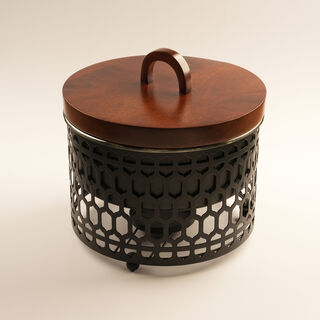 La Mesa Stainless Steel Food Warmer 3L With Wooden Lid, Black