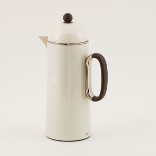 دلتي طقم دلة قطعتين ستانلس ستيل لون لؤلؤي مع بني فاتح وخشب بسعة 1 لتر لكل قطعة