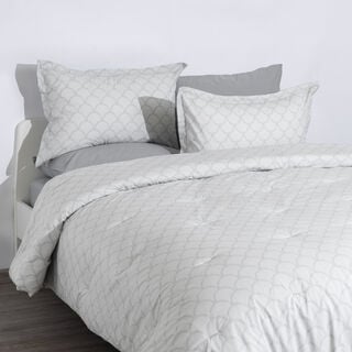 Cottage 6pcs cotton queen comforter set 240*200cm, geo grey pattern