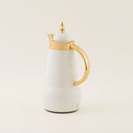 دلتي طقم دلة ستيل أبيض مع ذهبي 1 لتر + 1 لتر image number 1