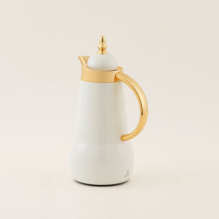 Dallaty Steel Vacuum Flask Set White And Gold 1 L + 1 L