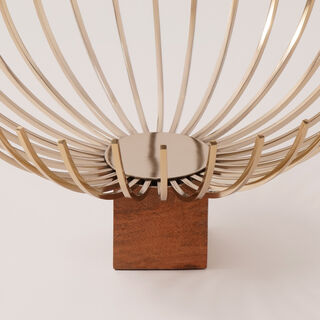 لا ميسا صحن فواكه من الستانلس ستيل والخشب 35*35*18 سم