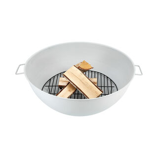Wooden Texture Firepit Iron Bowl And Stainless Steel Lid