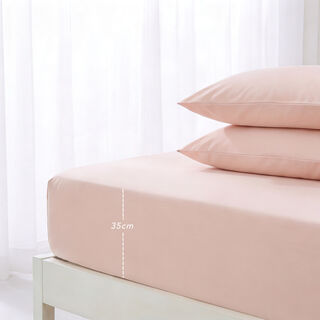 Boutique Blanche Fitted Sheet 100% Cotton 200Tc Percale King, Pink 180*200 Cm