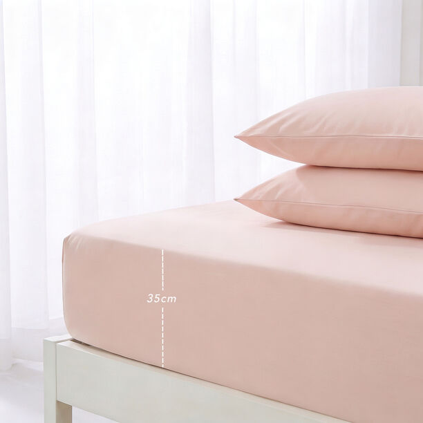 Boutique Blanche Fitted Sheet 100% Cotton 200Tc Percale King, Pink 180*200 Cm image number 2