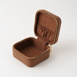 Homez travel square small faux leather jewelry box, brown 9*9*5cm image number 2