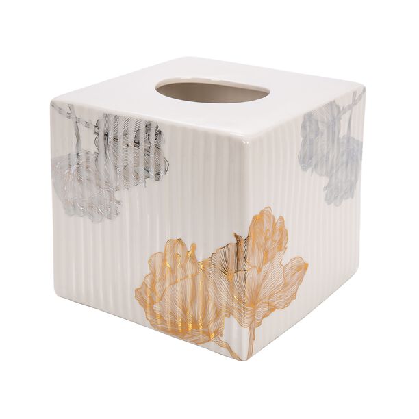 Ceramic Tissue Box Golden Garden image number 0