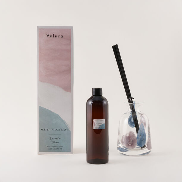 هومز فواحة عطور زجاج مع أعواد، رائحة اللافندر والزعتر 400 مل image number 0