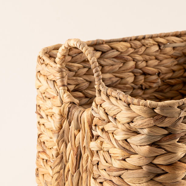 Homez water hyacinth storage basket woven 30*30*30cm, beige image number 2
