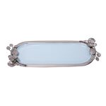 La Mesa Oval Serving Tray Blue Silver Design image number 1