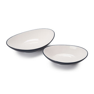 Rio Oval Bowl 2 Pieces Set Blue Glaze