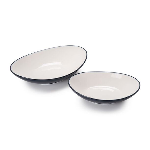 Rio Oval Bowl 2 Pieces Set Blue Glaze image number 1