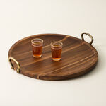 Dallaty wood round tray with steel handel 50.6*45.7*7cm image number 1