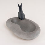 Grey resin bird feeder bowl 33.5*18.3*13 cm image number 1
