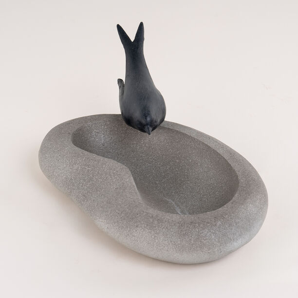 Grey resin bird feeder bowl 33.5*18.3*13 cm image number 1