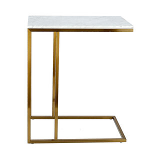 Gold Stainless Steel Side Table With Marble Top