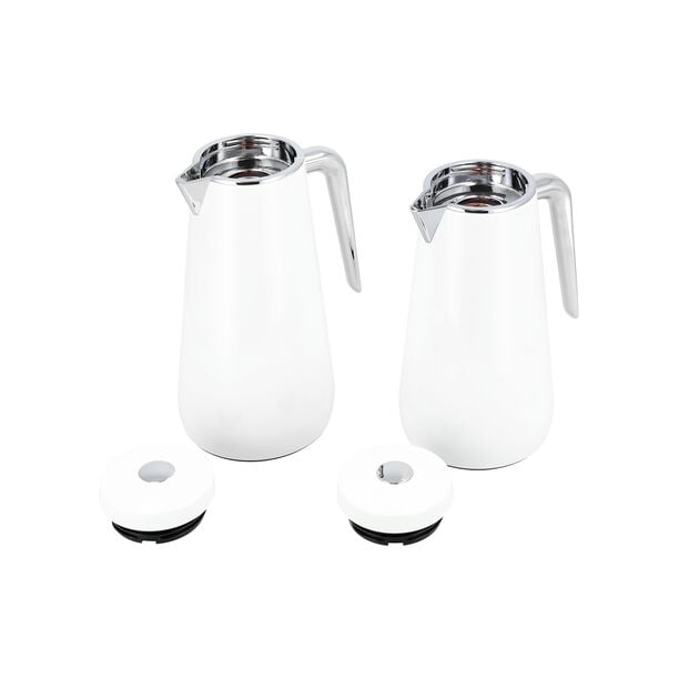 Dallaty set of 2 steel vacuum flask white/chrome 1.0L and 1..3L image number 2