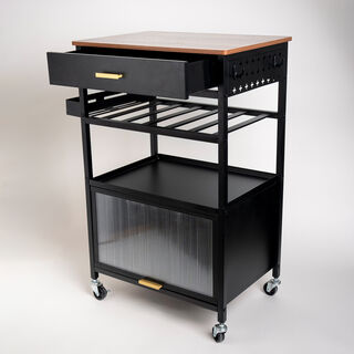 Alberto metal rolling black trolley with wheels 66.5*40*89 cm