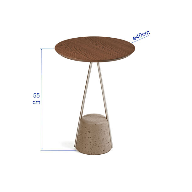 Homez lilly side table with concrete base, walnut 40*40*55 cm image number 1