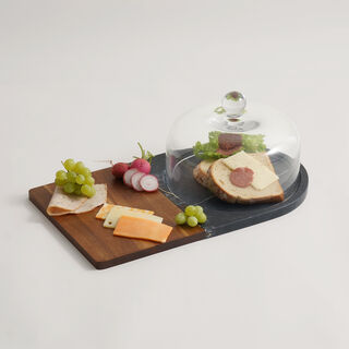 Alberto marble, acacia wood cheese platter, black 45*26*17cm