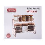 Alberto Glass Spice Jars Set 8 Pieces With Copper Lid & Stand image number 2