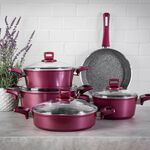 Alberto Granite Cookware Set 9 Pieces With Glass Lid Purple image number 8