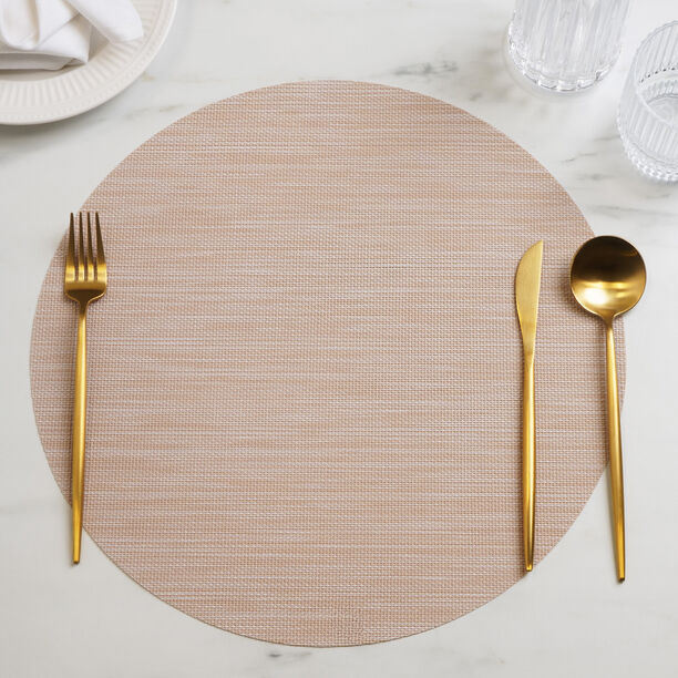 La Mesa 4pcs imitation leather round placemat, beige 38*38cm image number 4