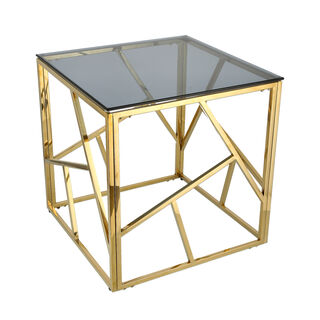 Glass Side Table Gold And Black