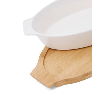 La Mesa Oven/Serving Oval Plate With Bamboo