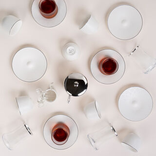 Dallaty white glass and porcelain Tea and coffee cups set 28 pcs