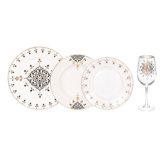 16 Pcs Porcelain Dinner Set Gold Frill 