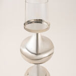 Homez aluminium & glass silver and white candle holder 14*44 cm image number 5