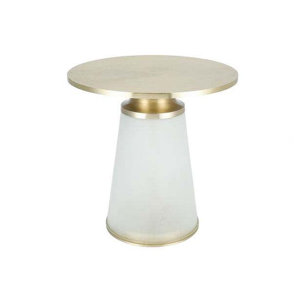 Side Table Frosted White Glass Base Gold Brass Top 46 *46 cm image number 2