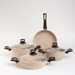 Alberto 7 piece granite cookware set cream colour image number 0