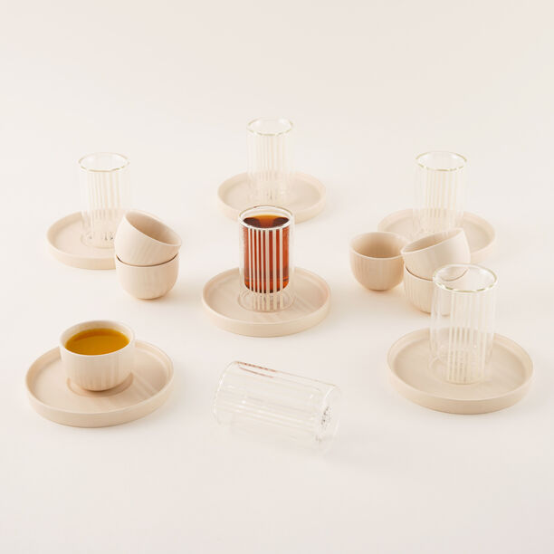 Dallaty beige Tea and coffee cups set 18 pcs image number 5