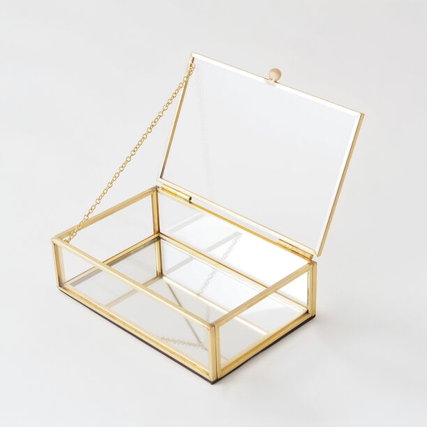 Homez small glass gold edge jewelry box 14*9*4cm image number 2