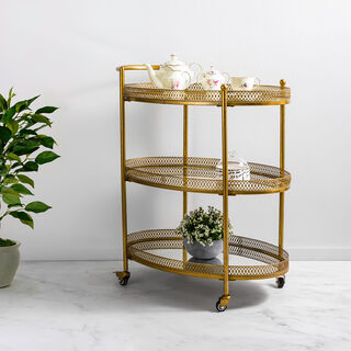 Serving Trolley 3 Tier Metal Gold