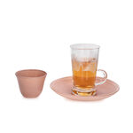 18Pc Arabic Tea And Coffee Set Glass Colorback Peach image number 3