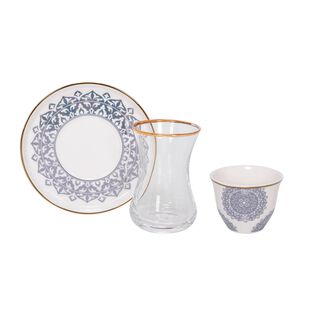 La Mesa Tea And Coffee Set 18 Pieces Blue Metalic Effect