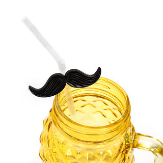 4 Pieces Plastic Straws With Black Mustache