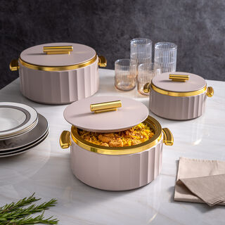 La Mesa Food Warmer 2L Matt Beige Body + Matt Gold