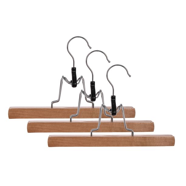 3 Pcs Wooden Trousers Hanger Natural 2.5X2X15 image number 0