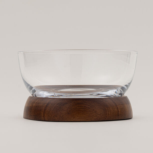 Dallaty glass date bowl with wooden base 14*14*8cm image number 1