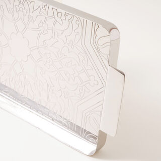 Dallaty steel serving tray arabesque patterns, silver 47*21*3cm