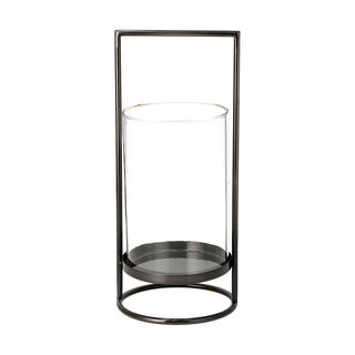 Stainless Steel Lantern With Clear Glass Gun Metal Finish
