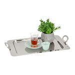 Steel With Wood Tray Rectangular Silver image number 2