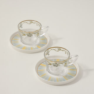 Dallaty transparent glass and porcelain tea cups set 8 pcs