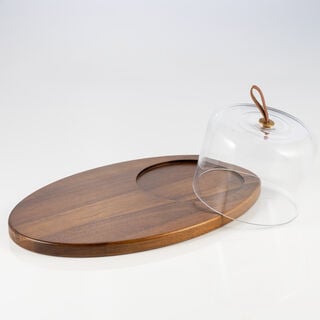 Dallaty Wood Tray With Glass Bowl
