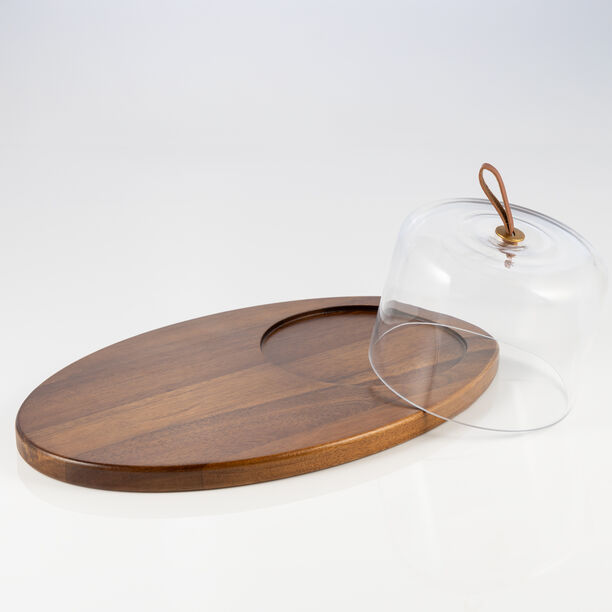 Dallaty Wood Tray With Glass Bowl image number 1